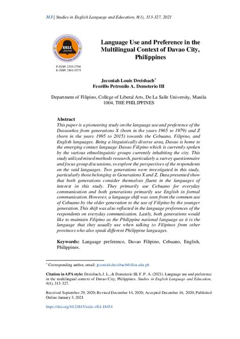 davao city language|(PDF) Language use and preference in the multilingual context of Davao.